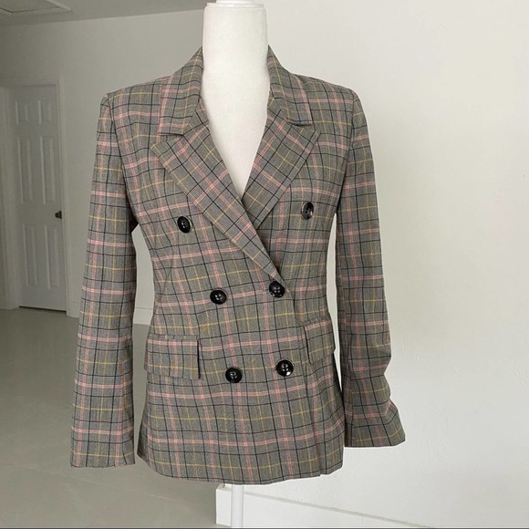 NY & Company Pink Plaid Double-Breasted Jacket - 7th Avenue - Picture 5 of 11
